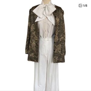 FAB Vintage 80s Saks Fifth Aveue Satin Metallic Hidden Button Longline Jacket